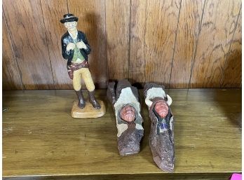 THREE PLASTER WESTERN FIGURES 17' AND SMALLER