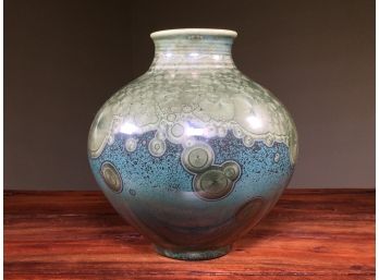 Fantastic Green Pottery Vase - Amazing Glaze - VERY Unusual Signed Piece - Excellent Condition