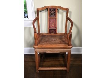 Fantastic Antique Qing Dynasty Chinese Chair Elm With Carved Frieze Panels Warm Patina / Colors 1644-1912