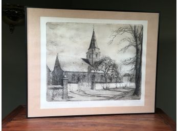 Beautiful St. Hilarius Stone Cut Etching / Print - Signed / Numbered - Very Nice Framed Piece