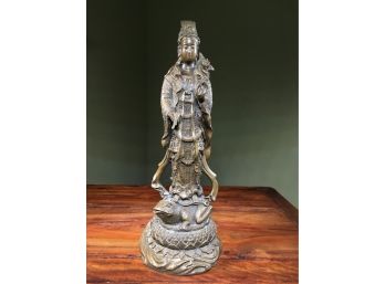 Incredible Antique Bronze Deity Statue - Nice Large & Heavy Piece - INCREDIBLE PATINA - WOW !