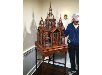Fabulous Huge Antique Victorian Style Bird Mansion All Hand Carved Mahogany - THAT'S A Bird Cage - Paid $2,800
