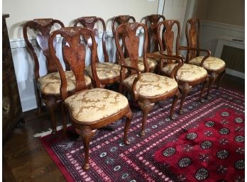 Stunning Group Of Eight (8) Vintage English Burl Wood Chairs BEAUTIFUL Set - 2 Arm - 6 Side - Paid $5500