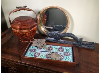 Lovely Grouping Of Decorative Items & Accessories - Trays - Carving & More - ALL FOR ONE BID !