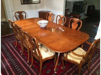 Stunning English Yew Wood Double Pedestal Dining Table - Mill House Antiques - Paid $10,000 30 Years Ago