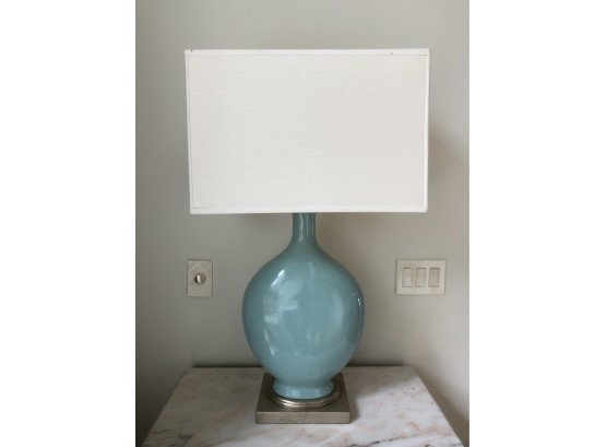 Oversized Glazed Lamp With Crazed Finish With Custom Shade