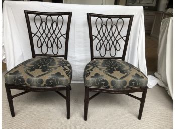 Pair Of McGuire Rattan And Wood Chairs