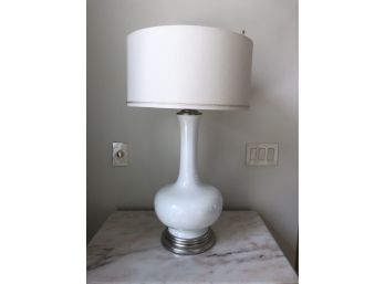 White Ceramic Lamp With Custom Shade