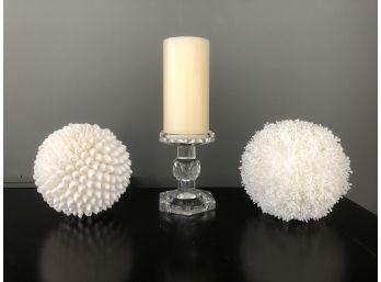 Cut Glass Candlestick With Decorative Balls
