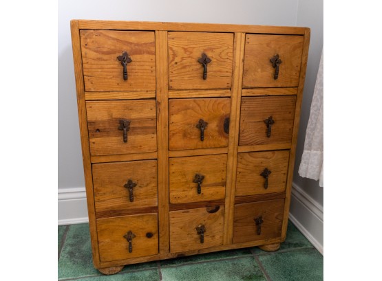 Solid Pine Apothecary 12 Drawer Spice Cabinet W Drop Pulls