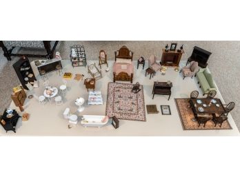 Collection Of Miniature Doll House Furniture  -well Over 70 Pieces!
