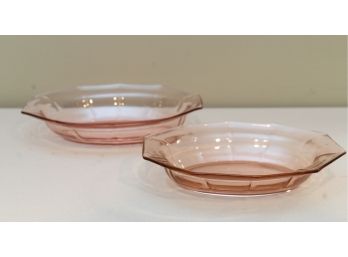 Vintage Pink Depression Glass Bowls - A Pair