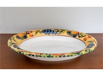 Dansk Ceramic Serving Dish With Fruit Motif Painted Boarder- Made In Italy