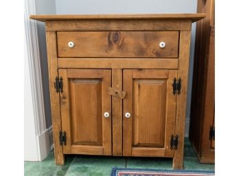 Primitive Colonial Style Solid Wood 1 Drawer, 2 Door Cupboard Cabinet
