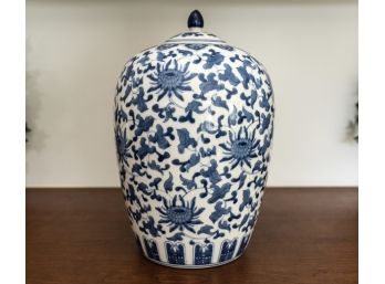 Blue & White Porcelain Melon Ginger Jar