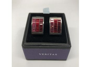 Vintage Veritas Tri-Color Swarovski Cuff Links (original Box)