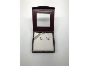 Harrod's Vintage Freshwater Rose Pearl, Sterling Silver Pearl Drop Earrings