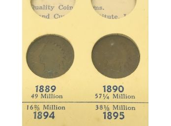 Library Of Coins Vol. 1, 1856 - 1909 Flying Eagle And Indian Head Cents (Two Albums W/ 14 Antique Coins)