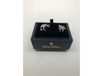Vintage Brooks Brothers Silver Elephant Cuff Links (original Box)