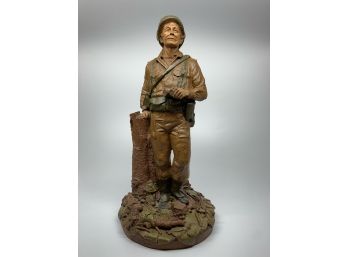 Signed 'True Builders Of America' Statue Of WWII Soldier (Signed By The Artist Tom Clark)