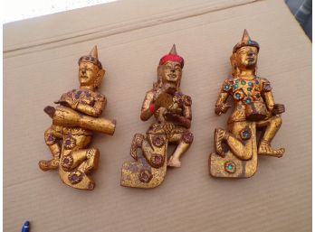Lot Of 3 Asian Wooden Musician's