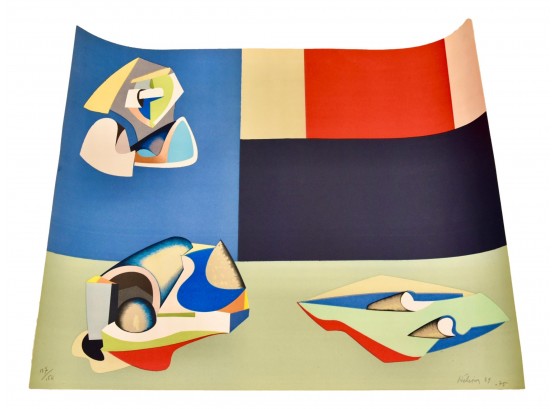 Signed Jean Helion (French 1904-1987) 'Dramatic Composition' Color Abstract Lithograph No. 137/150