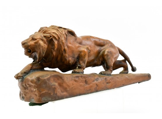 Reproduction Of Lion L'Affut Sculpture After Isidore Bonheur