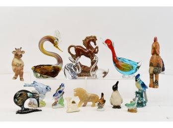 Collection Of Unique Glass, Marble And Ceramic Animal Figurines