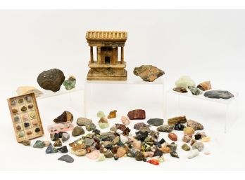 Collection Of Rocks, Minerals, Stones And Books