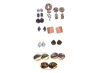 Two Pairs Of Artisan Pottery Hand Crafted Pierced Earrings With Matching Pin And More
