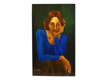 Signed Gerbino '74 Oil On Canvas Portrait Of A Woman