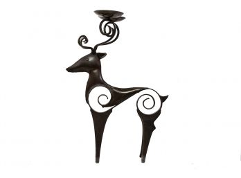 Hand Forged Wrought Iron Reindeer Candle Holder