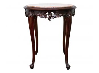 Antique Round Marble Top Accent Table