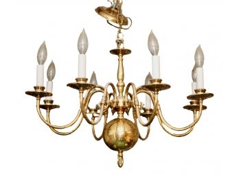 Early 20th Century 8 Arm Brass Ball Chandelier