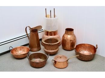 Copper Commercial Decorative Coffee Urn Base With Copper Assortment Pieces