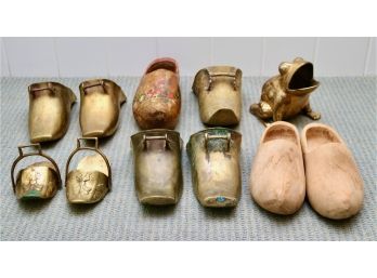Set Of Brass And Wooden Dutch Clogs
