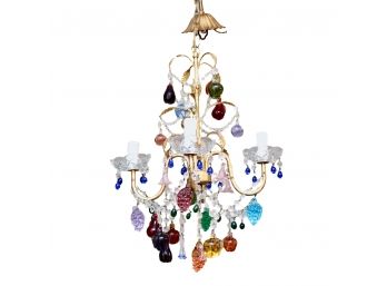Vintage Stained Glass Fruit Chandelier (Estimated Value $1800)