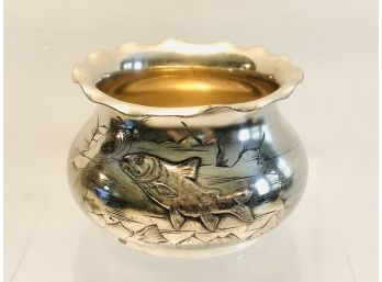 Pairpoint Fish And Water Lily Fluted Vessel