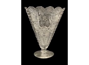 Fan-shaped Cut Glass Posy Vase