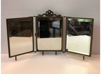 Antique Bakelite Folding Triptych Vanity Mirror