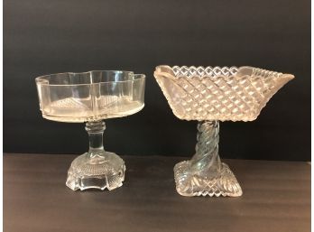 Two Footed Pressed Glass Candy Dishes