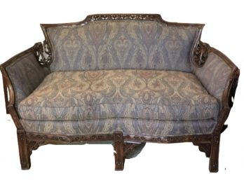 Vintage Carved Upholstered Settee