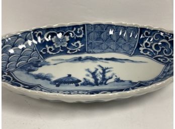 Blue And White Serving Dish With Emperor Seal