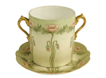 Limoges Art Nouveau Handled Cup And Saucer