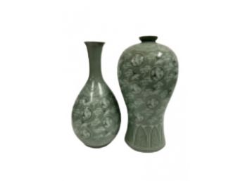 Pair Of Celadon Vases With Emperor Seal