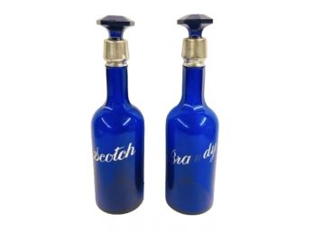 Cobalt Blue Scotch And Brandy Bottles
