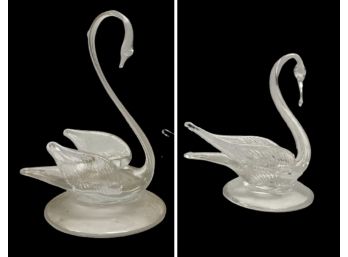 Pair Of Delicate Glass Swans