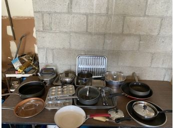 Large Group Of Kitchen Pots And Pans