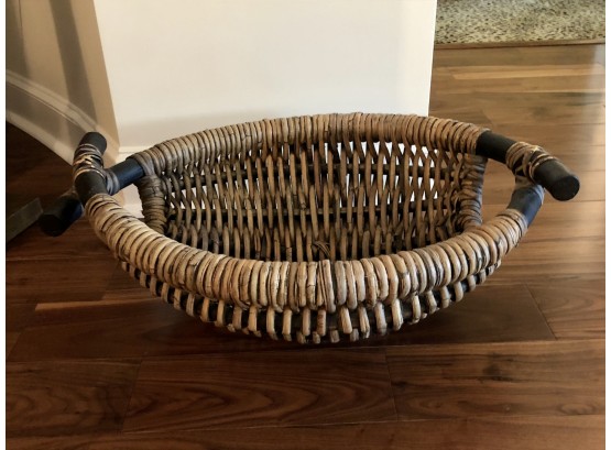 Beautiful Oval Wicker Basket With Wood Handles