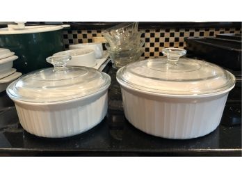 2 Corning Ware  Round Bowls With Lids